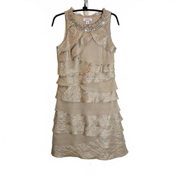 Dressbarn Collection Layered Dress with Embellished Neckline - Picture 1 of 5
